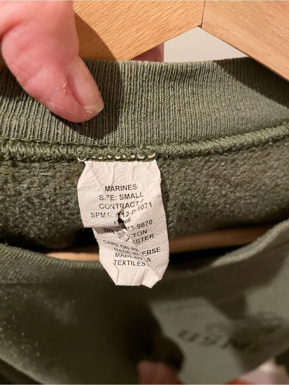 USMC Olive Green Crewneck Sweatshirt small - Picture 3 of 3